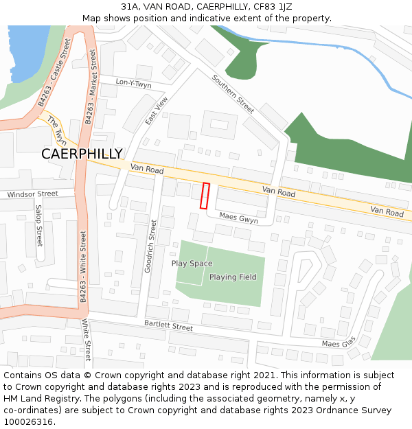 31A, VAN ROAD, CAERPHILLY, CF83 1JZ: Location map and indicative extent of plot