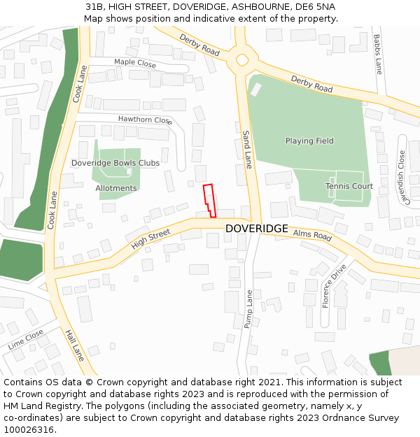 31B, HIGH STREET, DOVERIDGE, ASHBOURNE, DE6 5NA: Location map and indicative extent of plot