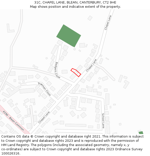 31C, CHAPEL LANE, BLEAN, CANTERBURY, CT2 9HE: Location map and indicative extent of plot