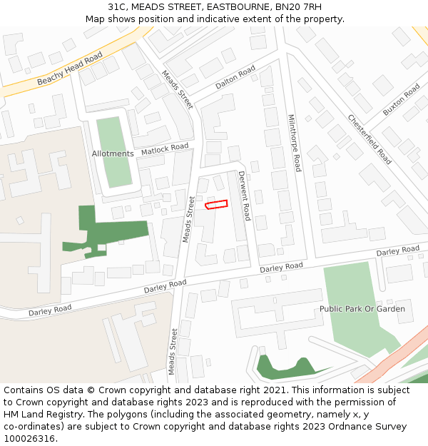 31C, MEADS STREET, EASTBOURNE, BN20 7RH: Location map and indicative extent of plot
