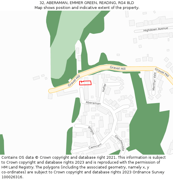 32, ABERAMAN, EMMER GREEN, READING, RG4 8LD: Location map and indicative extent of plot
