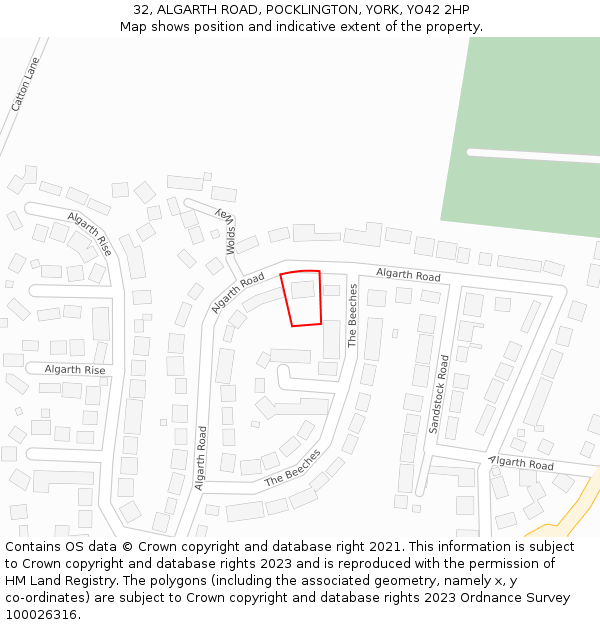 32, ALGARTH ROAD, POCKLINGTON, YORK, YO42 2HP: Location map and indicative extent of plot