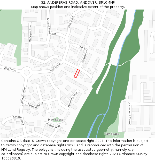 32, ANDEFERAS ROAD, ANDOVER, SP10 4NF: Location map and indicative extent of plot