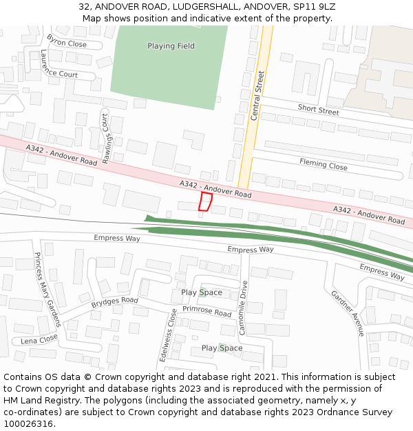 32, ANDOVER ROAD, LUDGERSHALL, ANDOVER, SP11 9LZ: Location map and indicative extent of plot