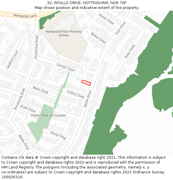 32, APOLLO DRIVE, NOTTINGHAM, NG6 7AF: Location map and indicative extent of plot