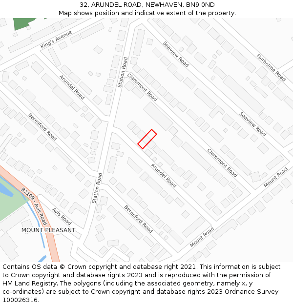 32, ARUNDEL ROAD, NEWHAVEN, BN9 0ND: Location map and indicative extent of plot