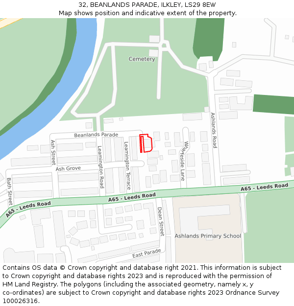 32, BEANLANDS PARADE, ILKLEY, LS29 8EW: Location map and indicative extent of plot