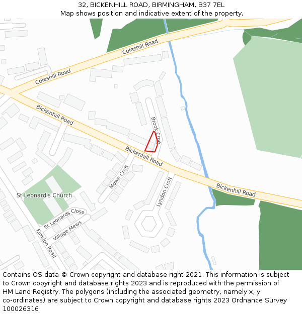 32, BICKENHILL ROAD, BIRMINGHAM, B37 7EL: Location map and indicative extent of plot