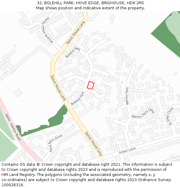 32, BOLEHILL PARK, HOVE EDGE, BRIGHOUSE, HD6 2RS: Location map and indicative extent of plot