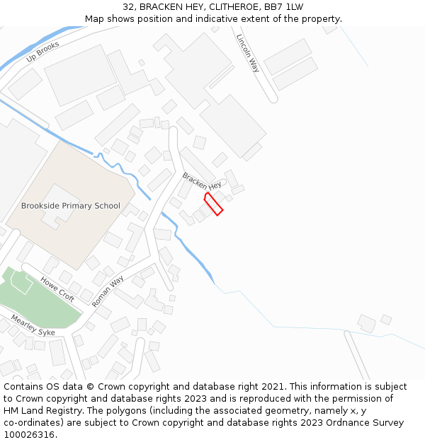 32, BRACKEN HEY, CLITHEROE, BB7 1LW: Location map and indicative extent of plot