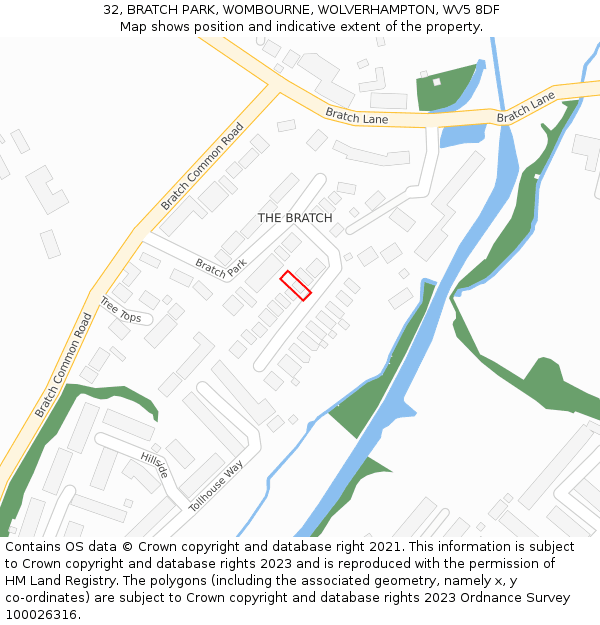 32, BRATCH PARK, WOMBOURNE, WOLVERHAMPTON, WV5 8DF: Location map and indicative extent of plot