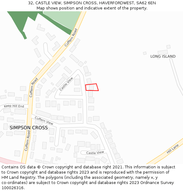 32, CASTLE VIEW, SIMPSON CROSS, HAVERFORDWEST, SA62 6EN: Location map and indicative extent of plot
