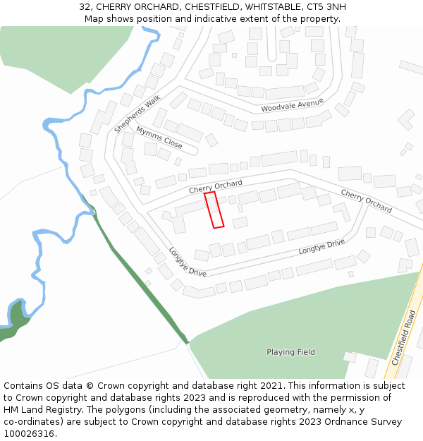 32, CHERRY ORCHARD, CHESTFIELD, WHITSTABLE, CT5 3NH: Location map and indicative extent of plot