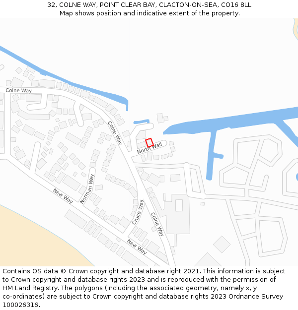 32, COLNE WAY, POINT CLEAR BAY, CLACTON-ON-SEA, CO16 8LL: Location map and indicative extent of plot