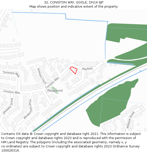 32, CONISTON WAY, GOOLE, DN14 6JP: Location map and indicative extent of plot