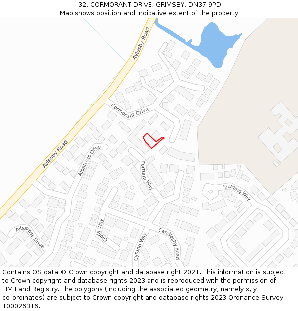 32, CORMORANT DRIVE, GRIMSBY, DN37 9PD: Location map and indicative extent of plot