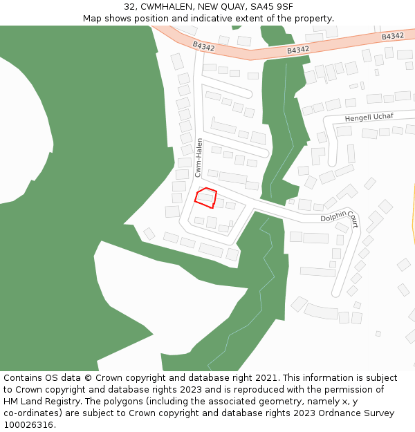 32, CWMHALEN, NEW QUAY, SA45 9SF: Location map and indicative extent of plot