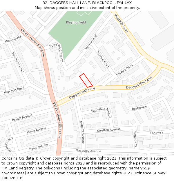 32, DAGGERS HALL LANE, BLACKPOOL, FY4 4AX: Location map and indicative extent of plot