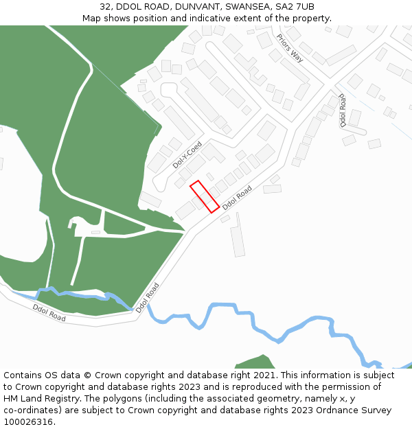 32, DDOL ROAD, DUNVANT, SWANSEA, SA2 7UB: Location map and indicative extent of plot