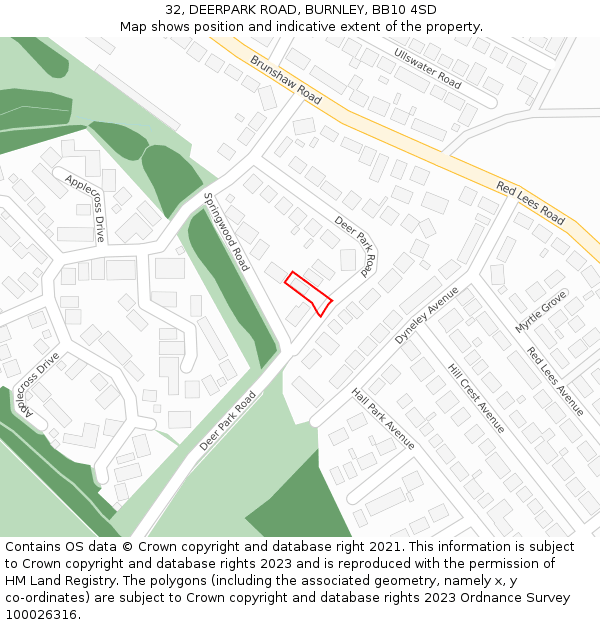 32, DEERPARK ROAD, BURNLEY, BB10 4SD: Location map and indicative extent of plot