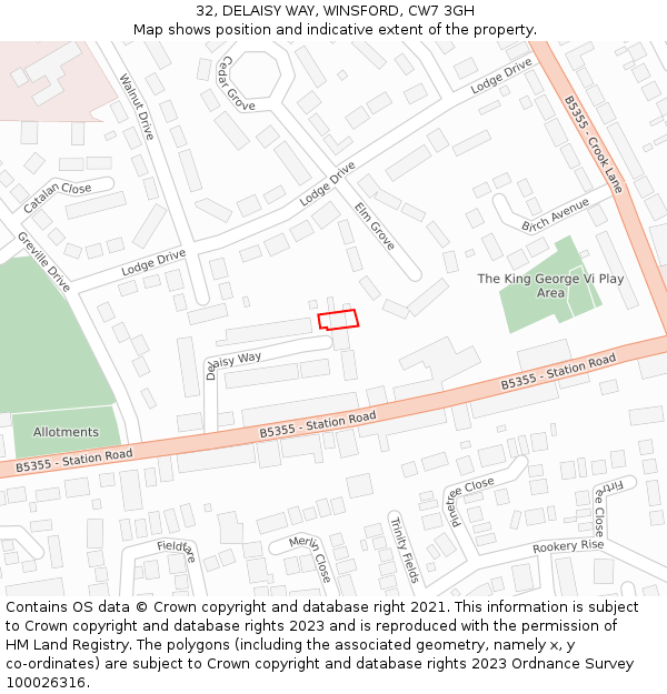 32, DELAISY WAY, WINSFORD, CW7 3GH: Location map and indicative extent of plot