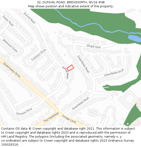 32, DUNVAL ROAD, BRIDGNORTH, WV16 4NB: Location map and indicative extent of plot