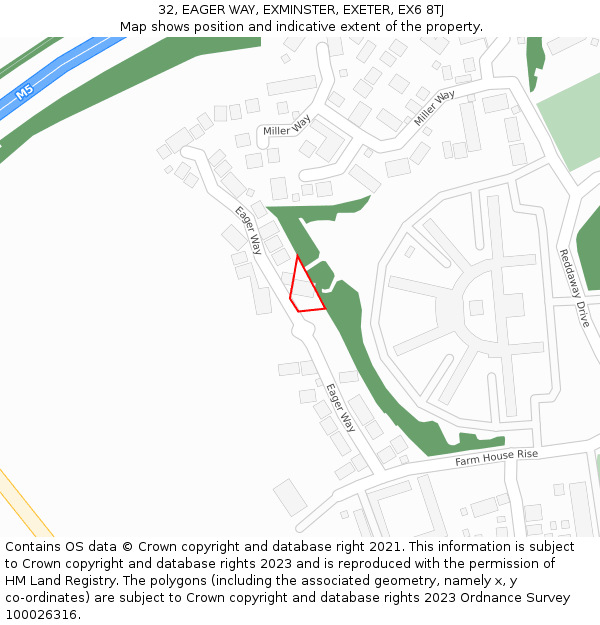 32, EAGER WAY, EXMINSTER, EXETER, EX6 8TJ: Location map and indicative extent of plot