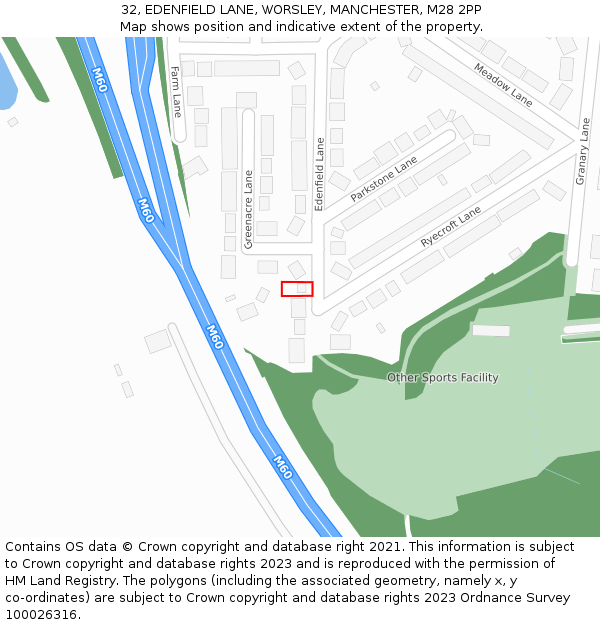 32, EDENFIELD LANE, WORSLEY, MANCHESTER, M28 2PP: Location map and indicative extent of plot