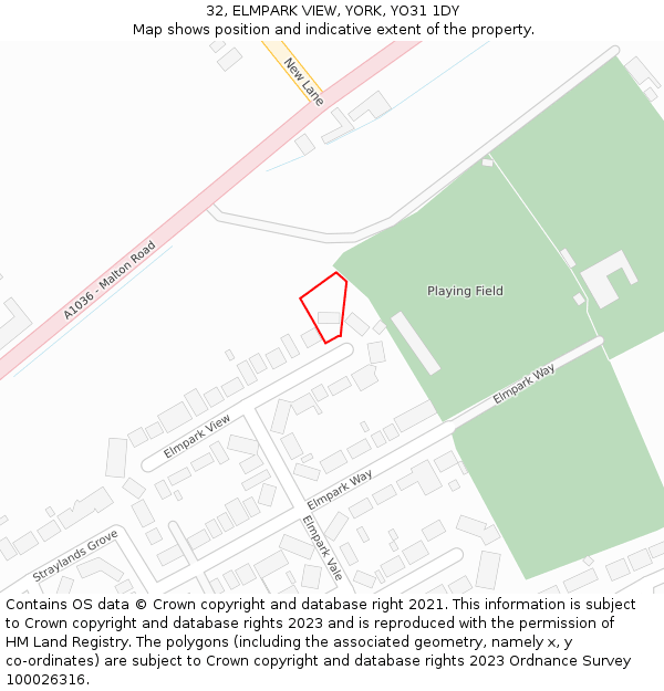 32, ELMPARK VIEW, YORK, YO31 1DY: Location map and indicative extent of plot