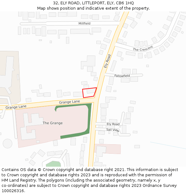 32, ELY ROAD, LITTLEPORT, ELY, CB6 1HQ: Location map and indicative extent of plot