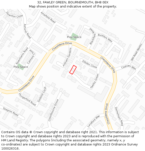 32, FAWLEY GREEN, BOURNEMOUTH, BH8 0EX: Location map and indicative extent of plot