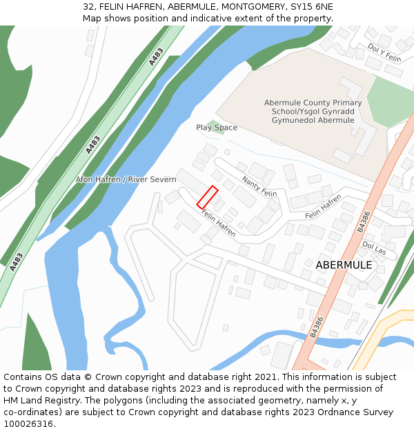 32, FELIN HAFREN, ABERMULE, MONTGOMERY, SY15 6NE: Location map and indicative extent of plot