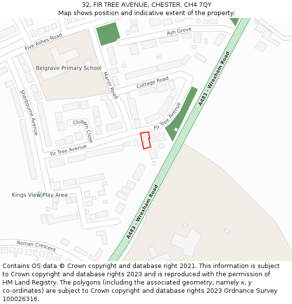 32, FIR TREE AVENUE, CHESTER, CH4 7QY: Location map and indicative extent of plot