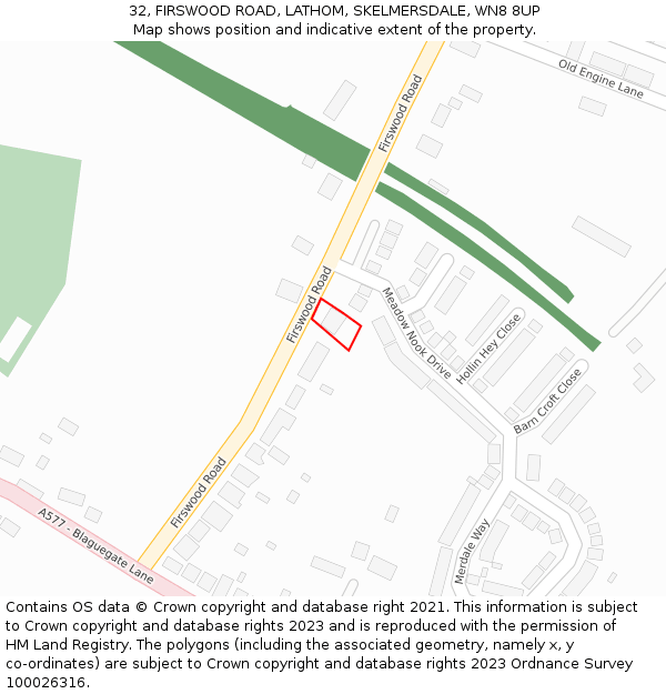 32, FIRSWOOD ROAD, LATHOM, SKELMERSDALE, WN8 8UP: Location map and indicative extent of plot