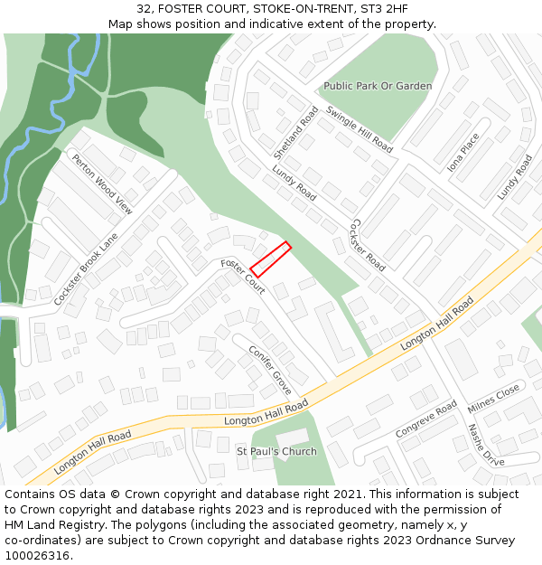 32, FOSTER COURT, STOKE-ON-TRENT, ST3 2HF: Location map and indicative extent of plot