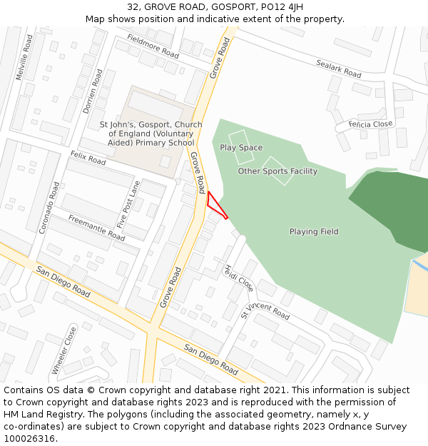 32, GROVE ROAD, GOSPORT, PO12 4JH: Location map and indicative extent of plot