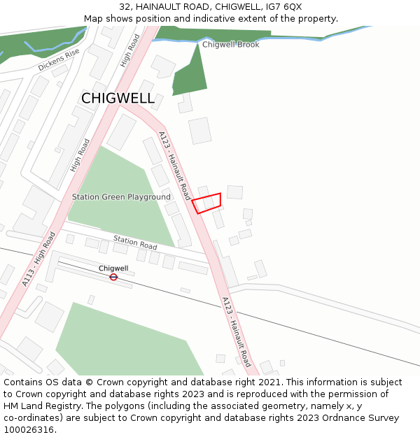 32, HAINAULT ROAD, CHIGWELL, IG7 6QX: Location map and indicative extent of plot