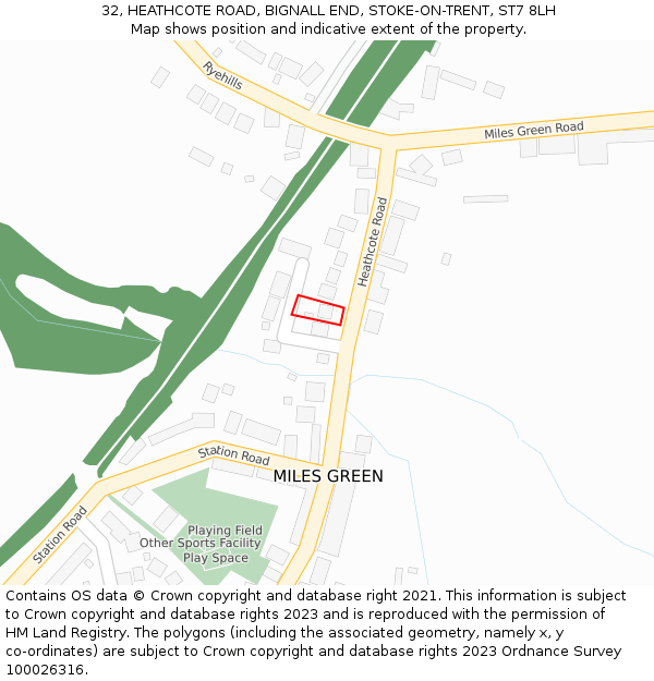 32, HEATHCOTE ROAD, BIGNALL END, STOKE-ON-TRENT, ST7 8LH: Location map and indicative extent of plot