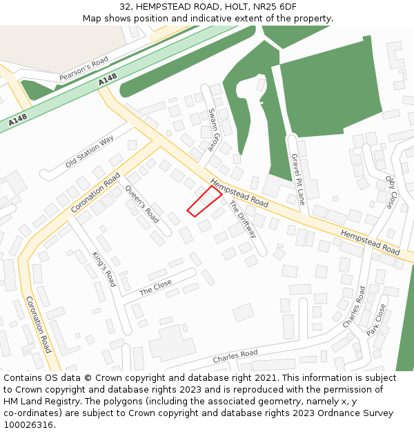 32, HEMPSTEAD ROAD, HOLT, NR25 6DF: Location map and indicative extent of plot