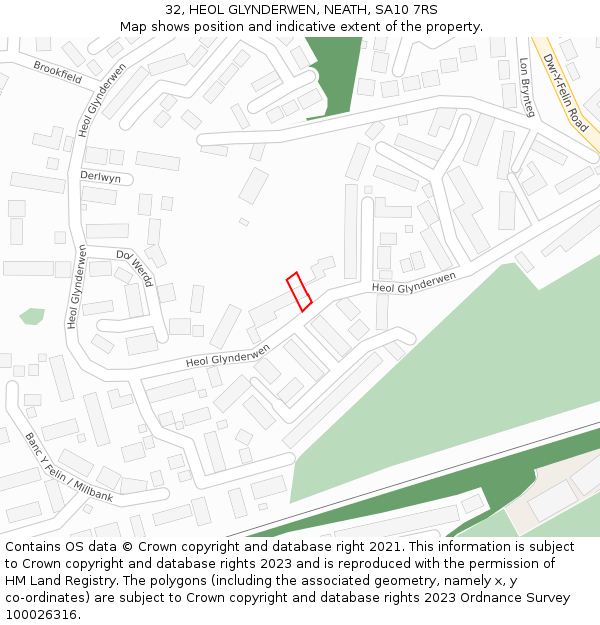 32, HEOL GLYNDERWEN, NEATH, SA10 7RS: Location map and indicative extent of plot