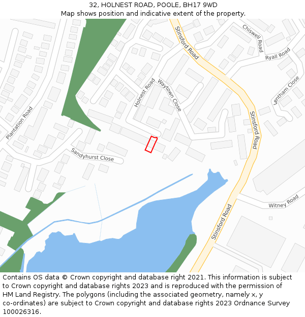 32, HOLNEST ROAD, POOLE, BH17 9WD: Location map and indicative extent of plot