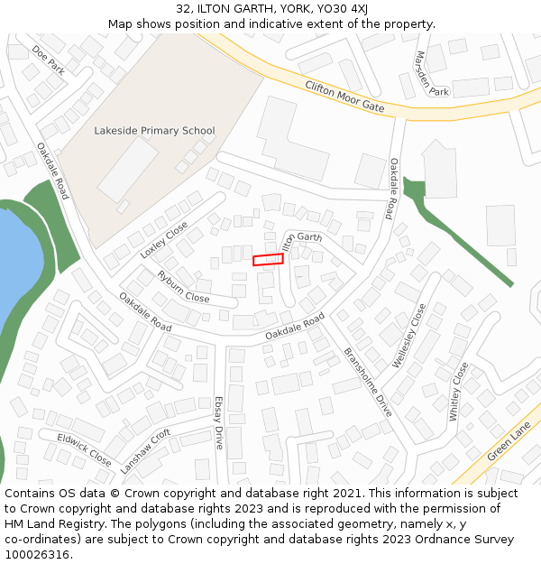 32, ILTON GARTH, YORK, YO30 4XJ: Location map and indicative extent of plot