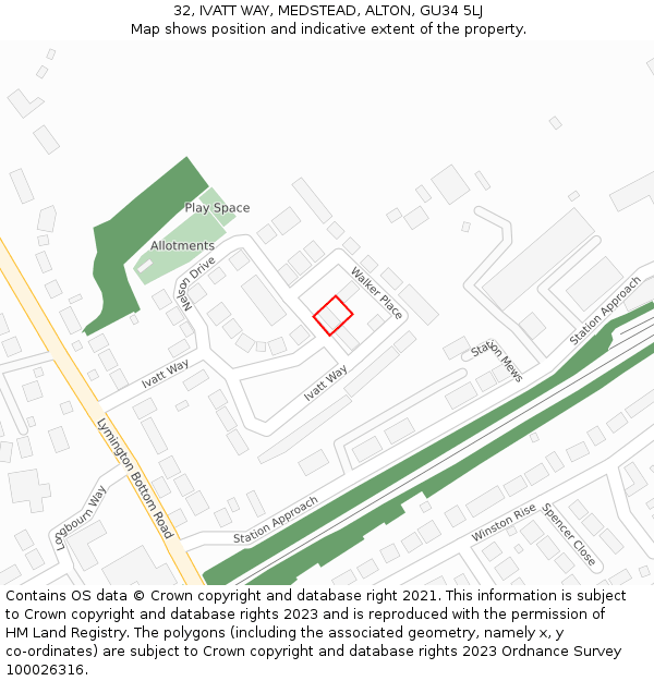 32, IVATT WAY, MEDSTEAD, ALTON, GU34 5LJ: Location map and indicative extent of plot