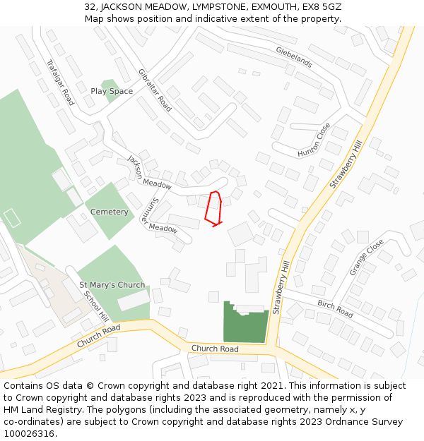 32, JACKSON MEADOW, LYMPSTONE, EXMOUTH, EX8 5GZ: Location map and indicative extent of plot