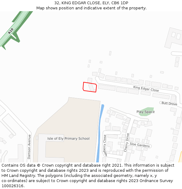 32, KING EDGAR CLOSE, ELY, CB6 1DP: Location map and indicative extent of plot