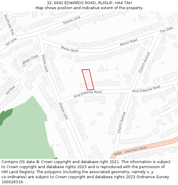 32, KING EDWARDS ROAD, RUISLIP, HA4 7AH: Location map and indicative extent of plot