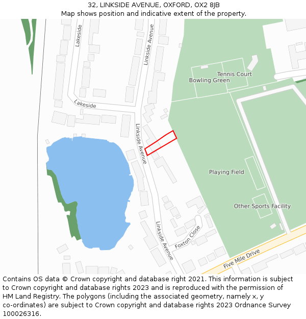 32, LINKSIDE AVENUE, OXFORD, OX2 8JB: Location map and indicative extent of plot