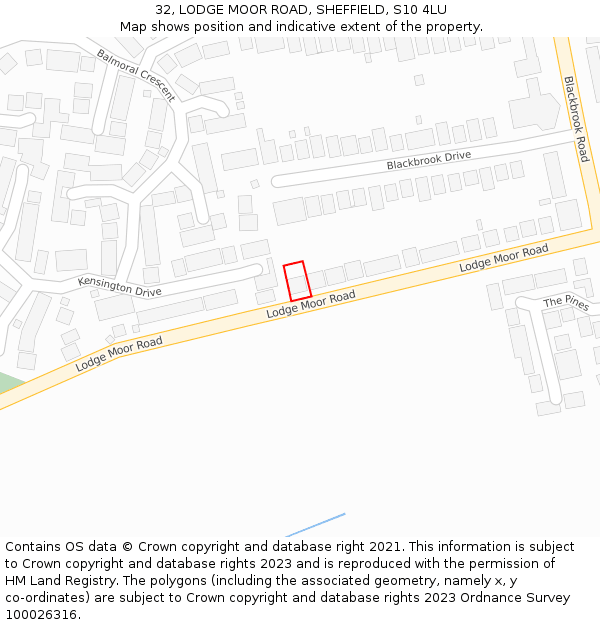 32, LODGE MOOR ROAD, SHEFFIELD, S10 4LU: Location map and indicative extent of plot