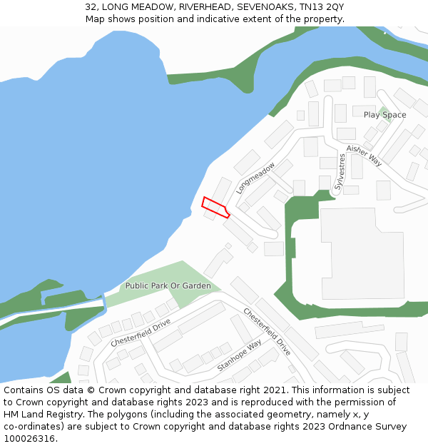 32, LONG MEADOW, RIVERHEAD, SEVENOAKS, TN13 2QY: Location map and indicative extent of plot