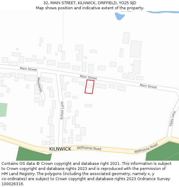 32, MAIN STREET, KILNWICK, DRIFFIELD, YO25 9JD: Location map and indicative extent of plot